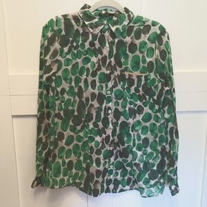 Green Print Button Down Size 10